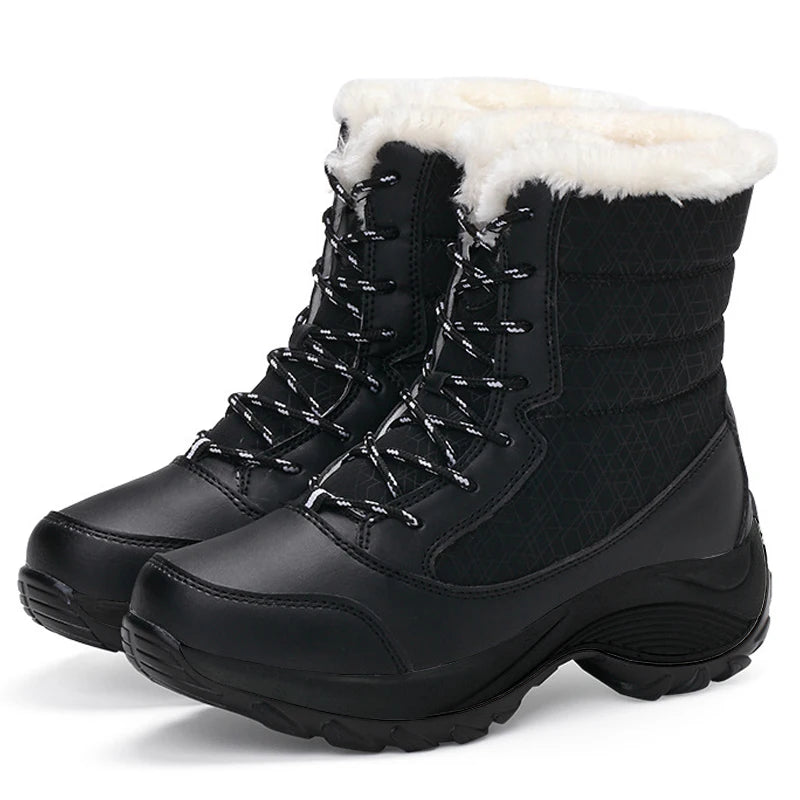 Women's Platform Wedge Snow Boots - Fur Lined Non-Slip Ankle Boots - photo 9