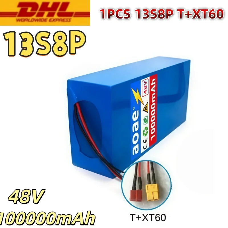 48V 100000mAh 13S8P Battery 2000W Lithium Ion Battery Pack with 50A BMS & Charger