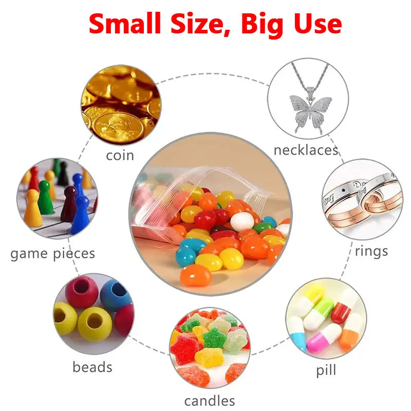 100PCS Thicken Ziplock Sealed Bags – Clear PA+PE Plastic Storage for Jewelry, Food & Packing