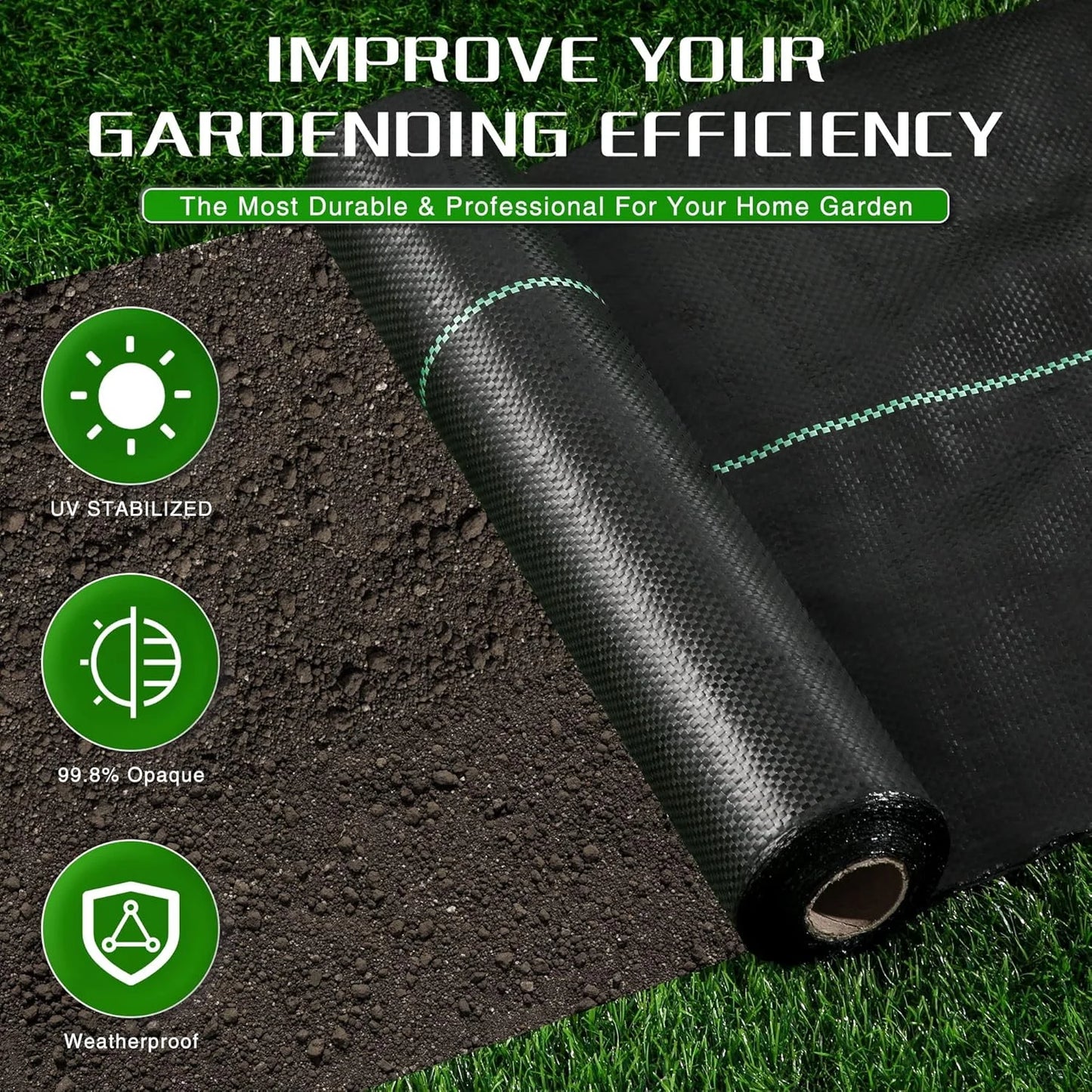 Weed Barrier Landscape Fabric Heavy Duty,  Thicken Garden Blocker Fabric Weed Mats, Weed Control Garden Cloth, Woven Geotextile