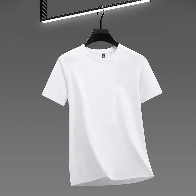 Men's Melange Crew-Neck Tee - Perforated Mesh, Breathable Slim Fit