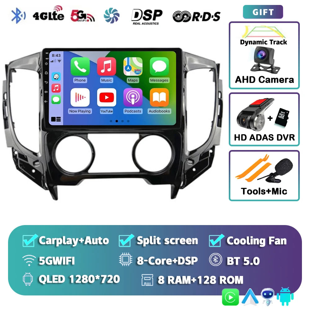 9" Android Car Stereo for Mitsubishi Pajero Sport 3 & L200 (2015–2019) — CarPlay, Android Auto, DSP, WiFi+4G