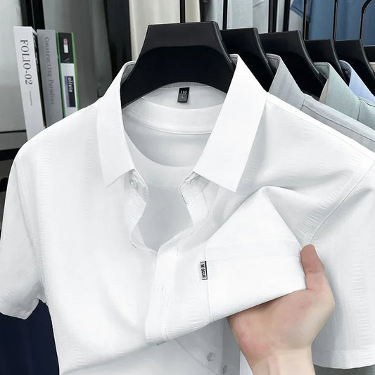 Men's Short-Sleeve Shirt - Loose Fit Button-Front, Chest Pocket