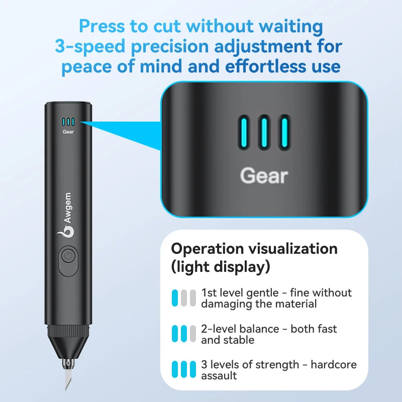 Awgem 40KHz Handheld Ultrasonic Cutter – Electric Carving Tool for Plastic, Resin, 3D Printing & Textile