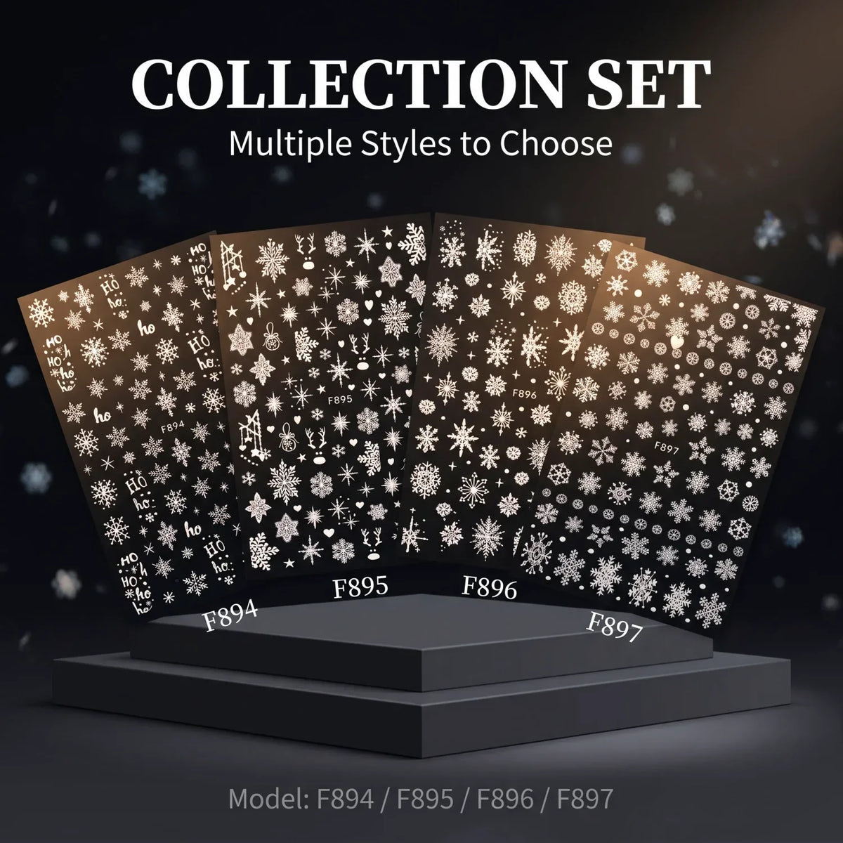 New Winter Snowflake Nail Stickers, White Snow Christmas New Year Self-Adhesive Nail Decals, DIY Nail Art Decor