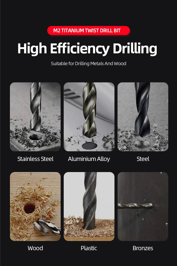 Titanium Coated HSS Twist Drill Bits for Metal