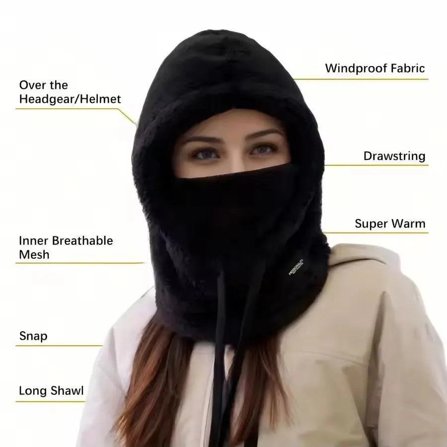 Fleece Balaclava Ski Hood, Windproof Face Cover