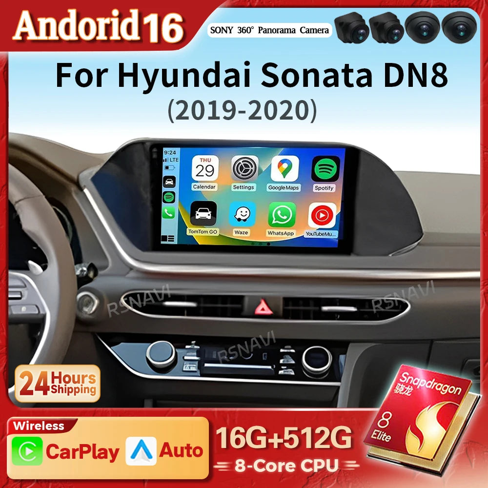 Android 16 Car Radio Multimedia Player For Hyundai Sonata DN8 2019 2020 Carplay Auto WIFI+4G BT Autoradio Stereo DSP Snapdragon