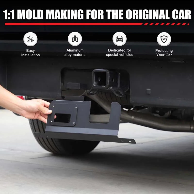 Rear Bumper Cover Plate Trailer Side Dust Cover Black Aluminum Alloy for Ford Maverick 2022 -2025 4/7-Pin Connector Hitch