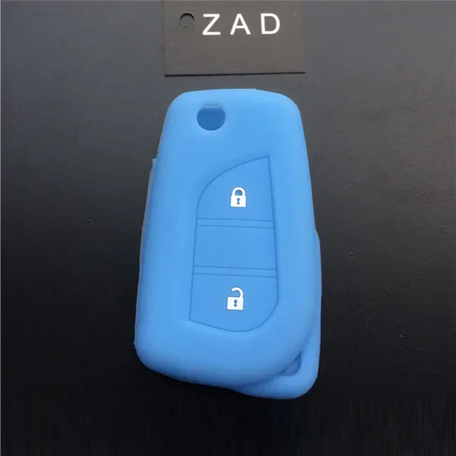 ZAD Silicone rubber car key cover case shell set protector fob for Toyota aygo Yaris Highlander Camry RAV4 2 button key  holder