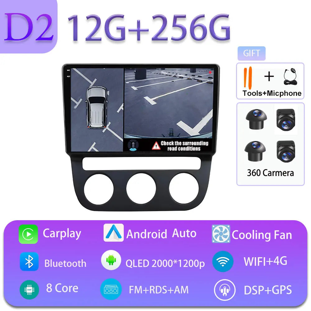 Android Car Stereo for VW Golf Mk5, Jetta GLI, Rabbit 1K (2006–2010) — CarPlay, Android Auto, GPS, 4G, WiFi