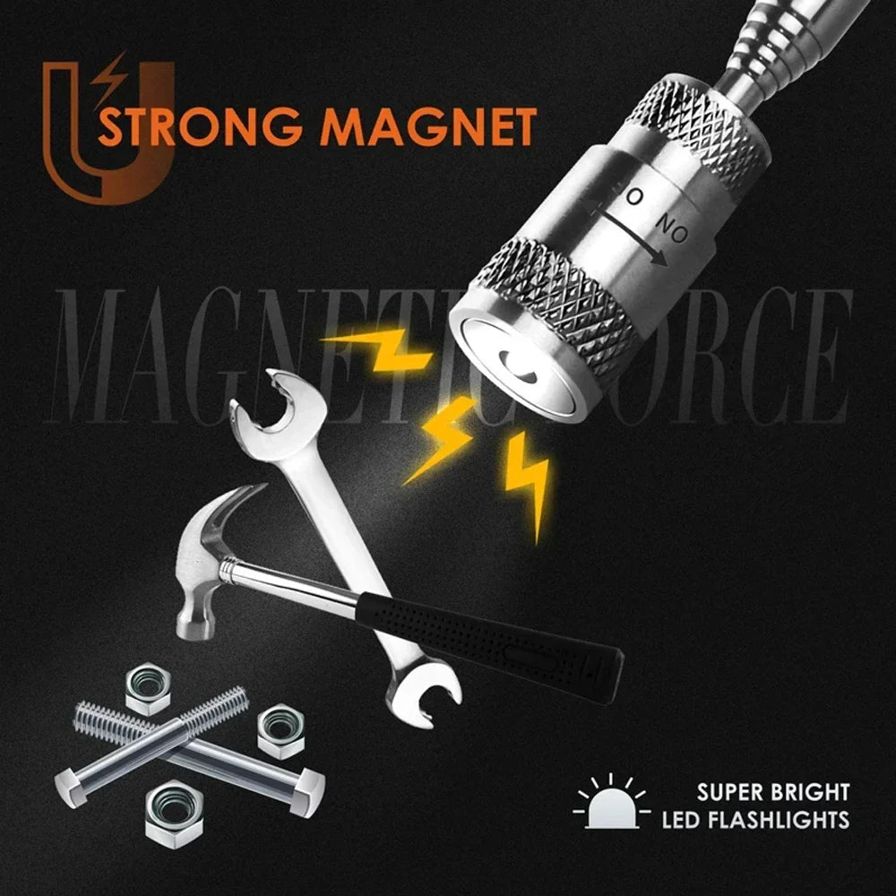 Telescopic Magnetic Pen Extendable Pickup Rod Stick with Light Mini Portable Magnet Pick Up Tool for Picking Up Screws Nut Bol