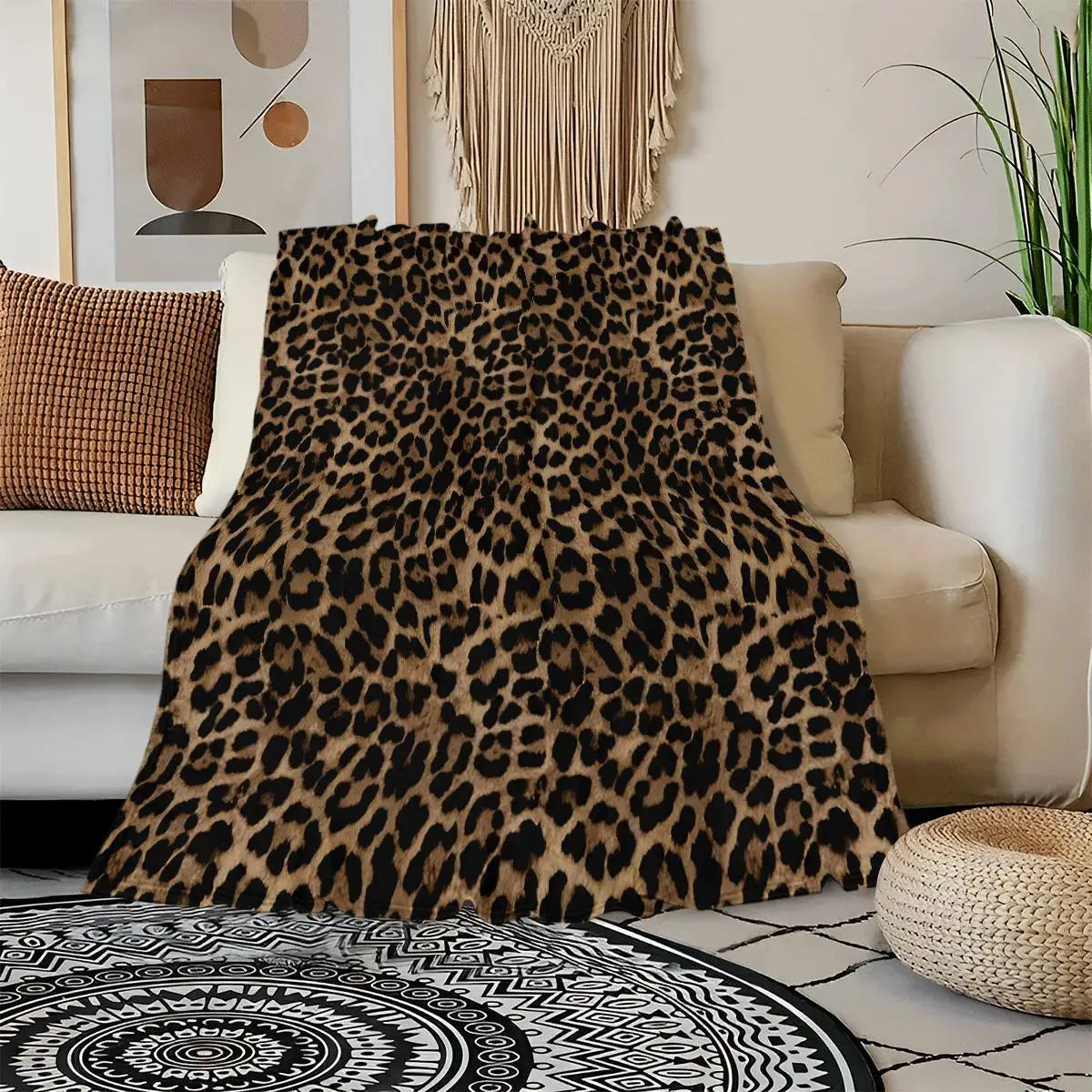 Leopard Print Flannel Throw Blanket - Soft Cozy Blanket for Sofa and Bed - photo 4