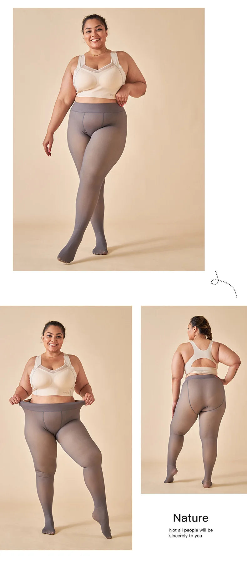 Women's Fleece-Lined Thermal Pantyhose, Sheer Look