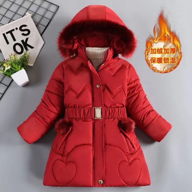 Girls' Hooded Winter Coat with Belt - Plush Lined Heavy Jacket - photo 18