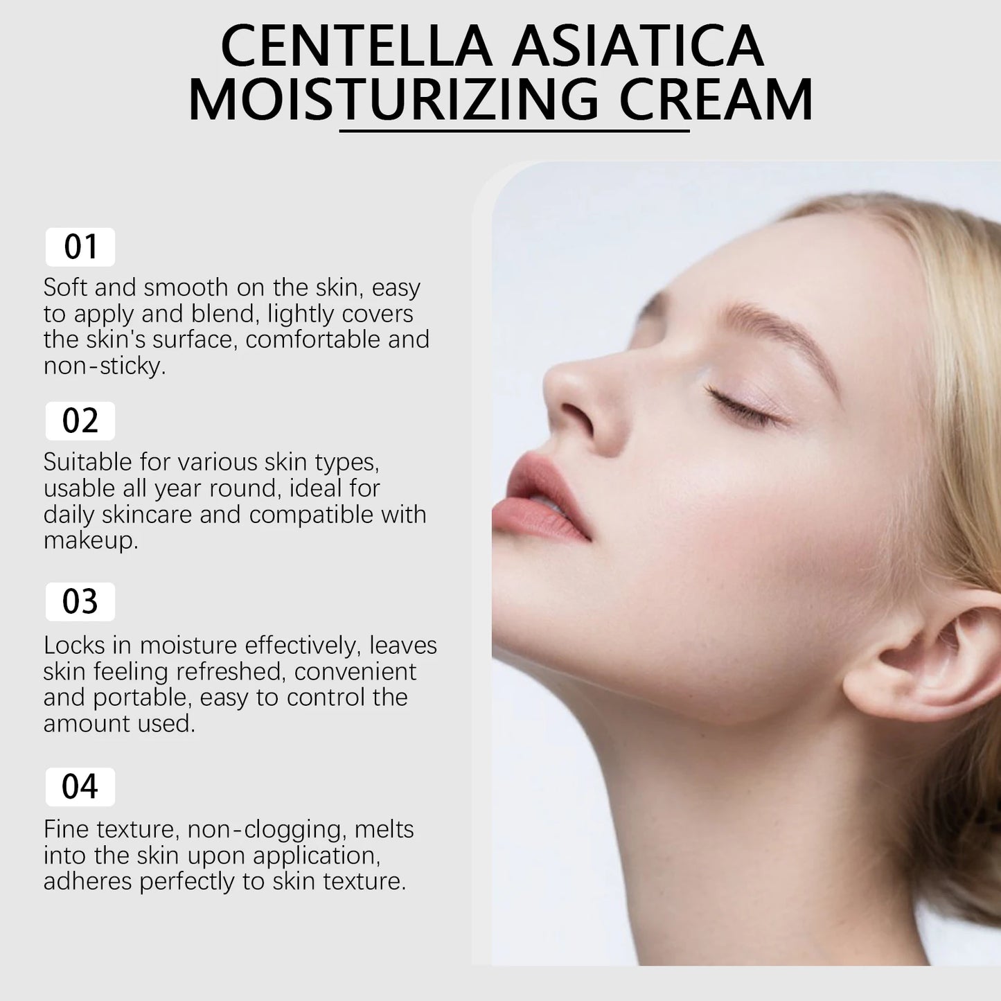 Jaysuing Centella Centella Moisturizer, Gently Moisturizing Facial Skin, Soft, Refreshing and Brightening Skin Care Cream