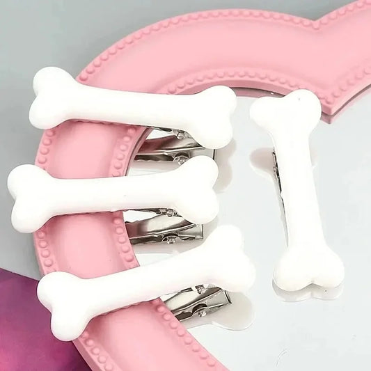 Dog bone hair clips 4-piece