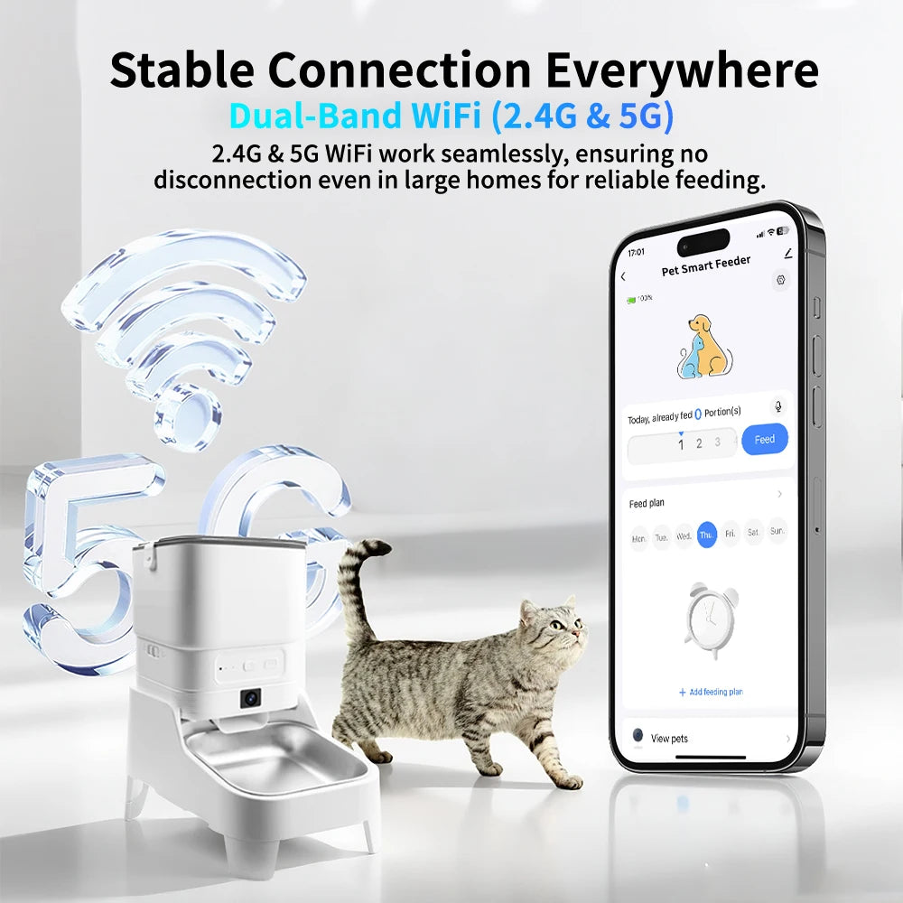 FURPIPI Smart Pet Feeder with 1080P Elevated Camera – Tuya App Control | 4.5L Auto Cat & Dog Food Dispenser