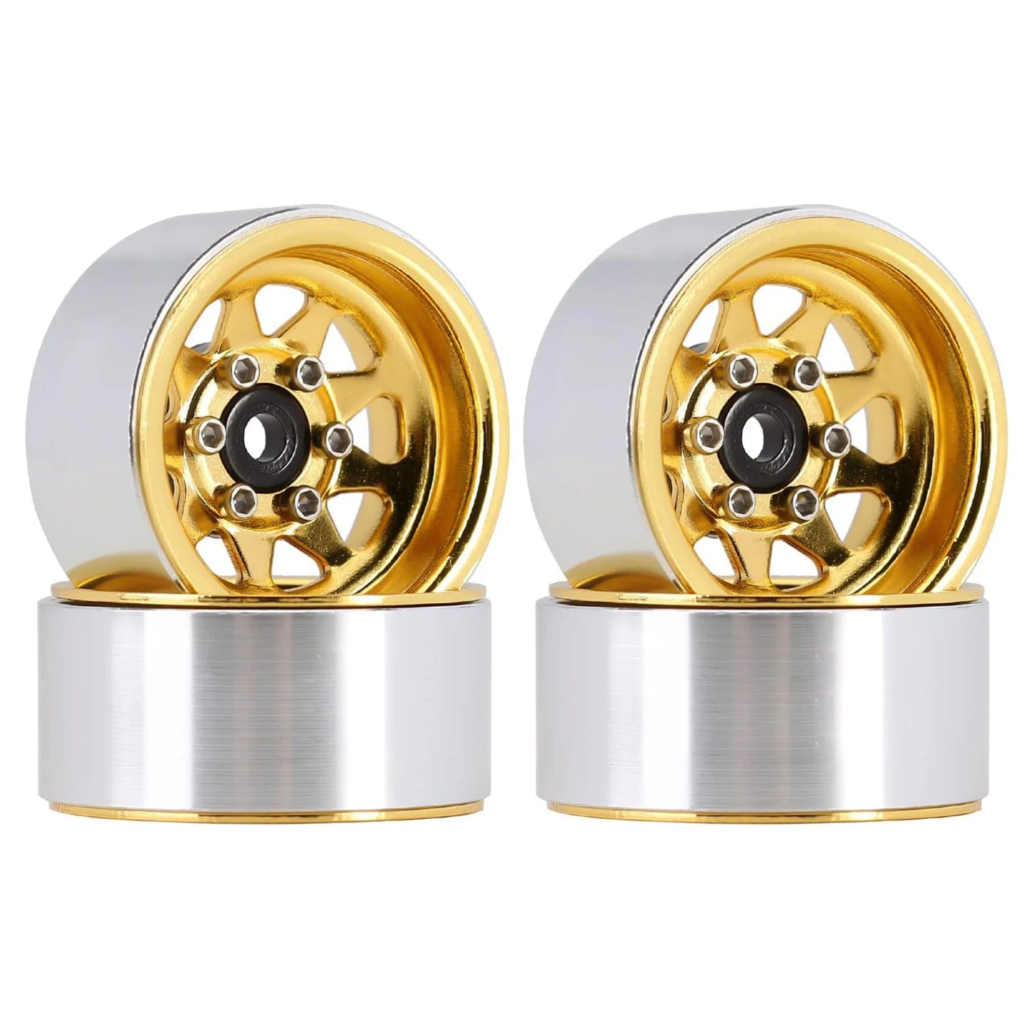 RCXAZ 1.0" Beadlock Wheel Rims 52*19mm Tires Set for 1/18 1/24 RC Crawler Car Axial SCX24 FMS FCX24 TRX4M (W1004-T1014)