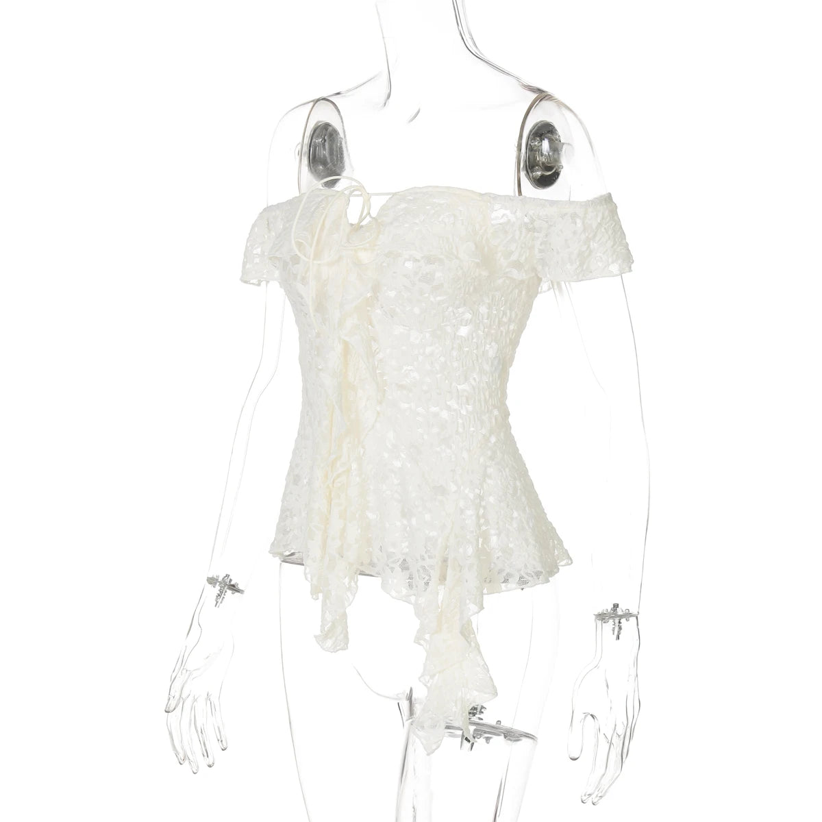 Dulzura 2026 Summer Fashion Sexy Off Shoulder Backless Lace See Through Top Ladies Casual Versatile Party Club Street Y2K Outfit
