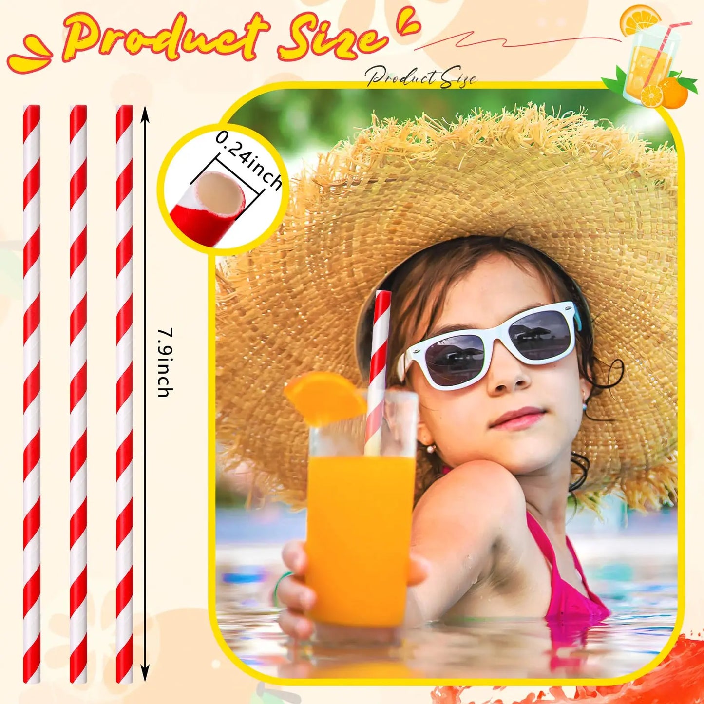 50/100pcs Red and White Striped Disposable Paper Straws for Coffee Milk Juice Cocktails Chrismas Straws Party Drinkware Straw
