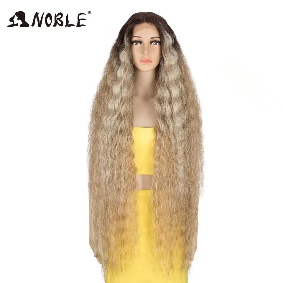 Noble Cosplay Synthetic Lace Wigs For Black Women Long Curly Hair 42 Inch Cosplay Blonde Ombre Lace Front Wig Synthetic Lace Wig
