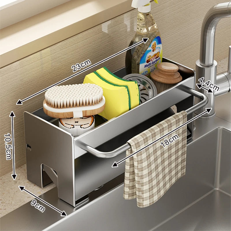 Kitchen Sink Caddy with Drain Tray - Sponge and Dish Brush Holder - photo 7