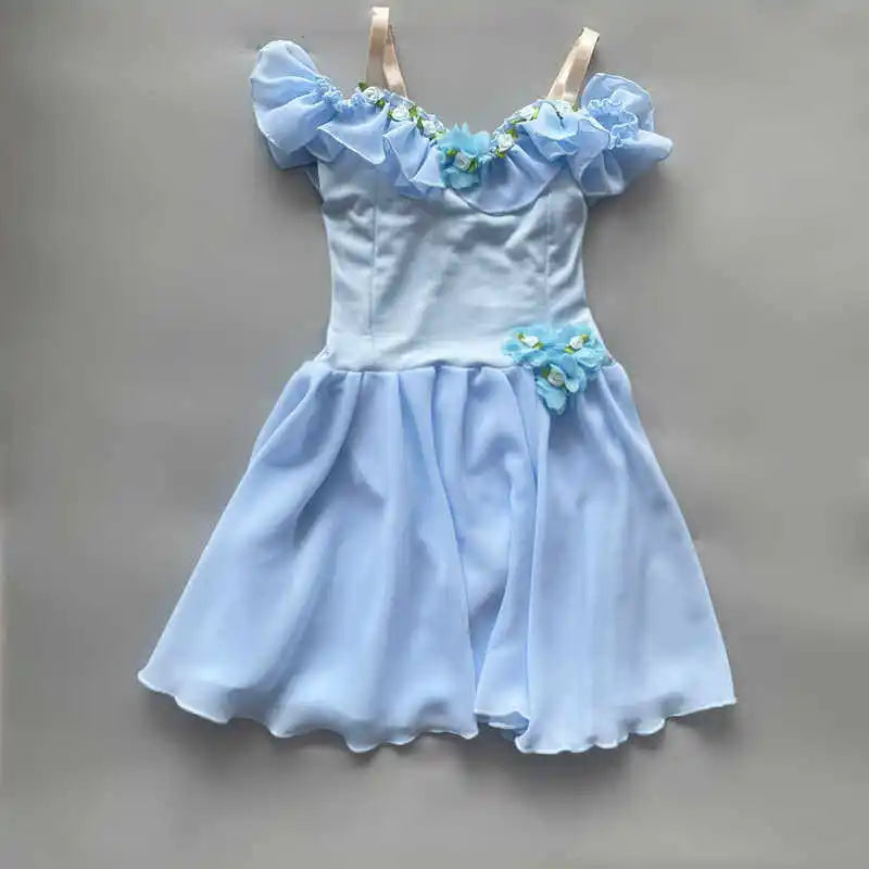 Girls pink chiffon long-skirt ballet dress