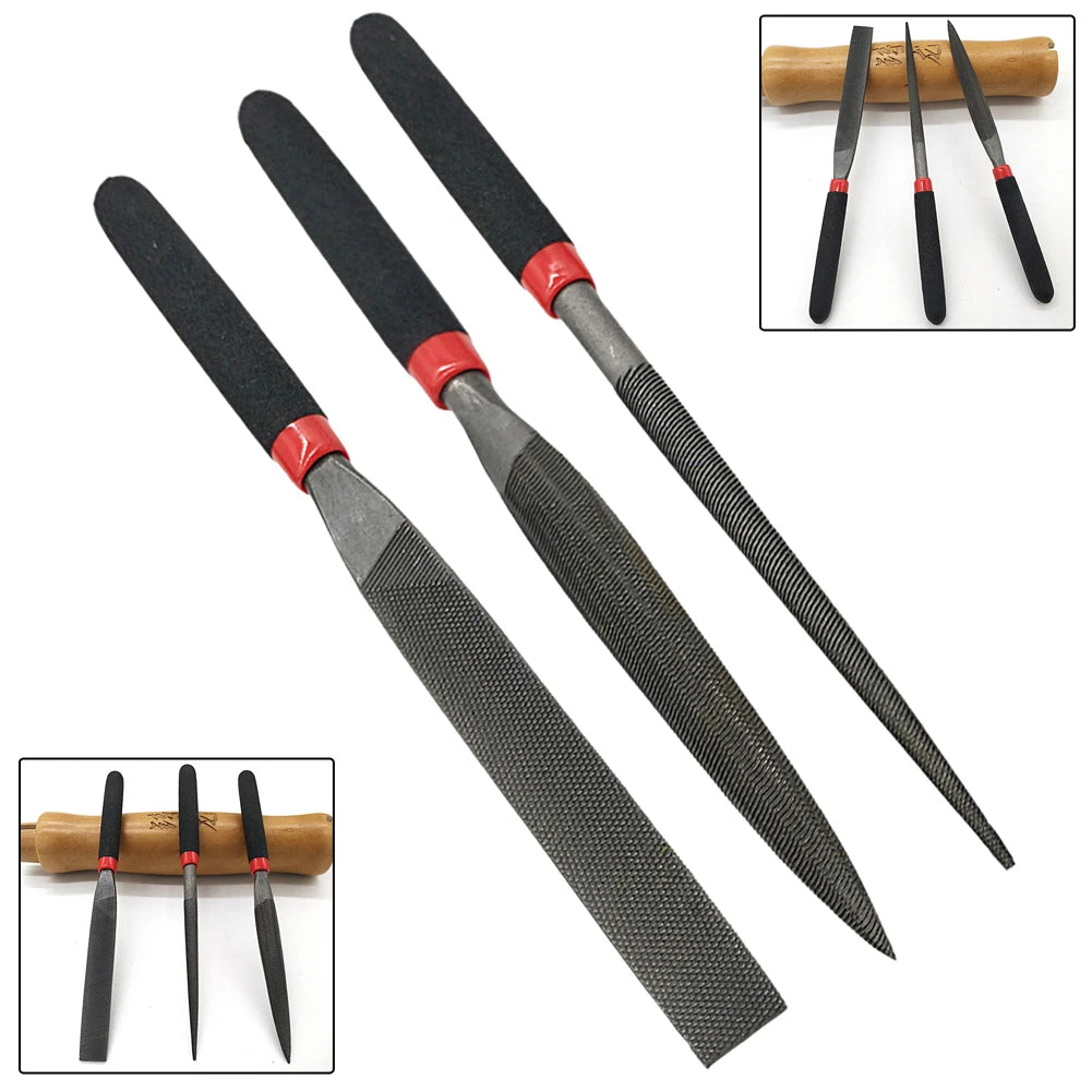 Small Steel Needle Files Set – Flat, Round & Half-Round Files for Metal, Glass, Stone & Woodworking