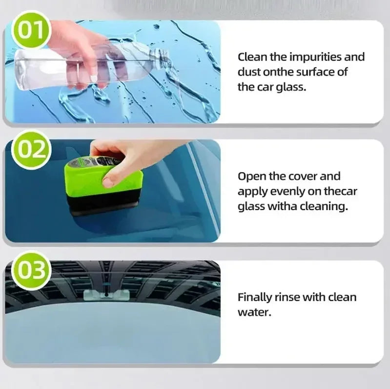 Automotive Glass Oil Film Cleaner — Windshield Polish with Water-Repellent Finish