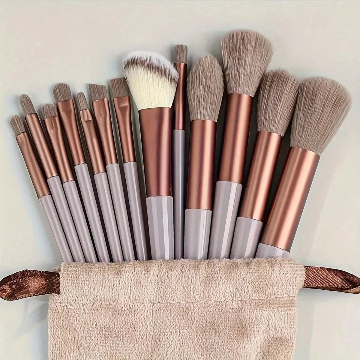 13-Piece Soft Makeup Brush Set with Travel Pouch — Premium Synthetic Fibers