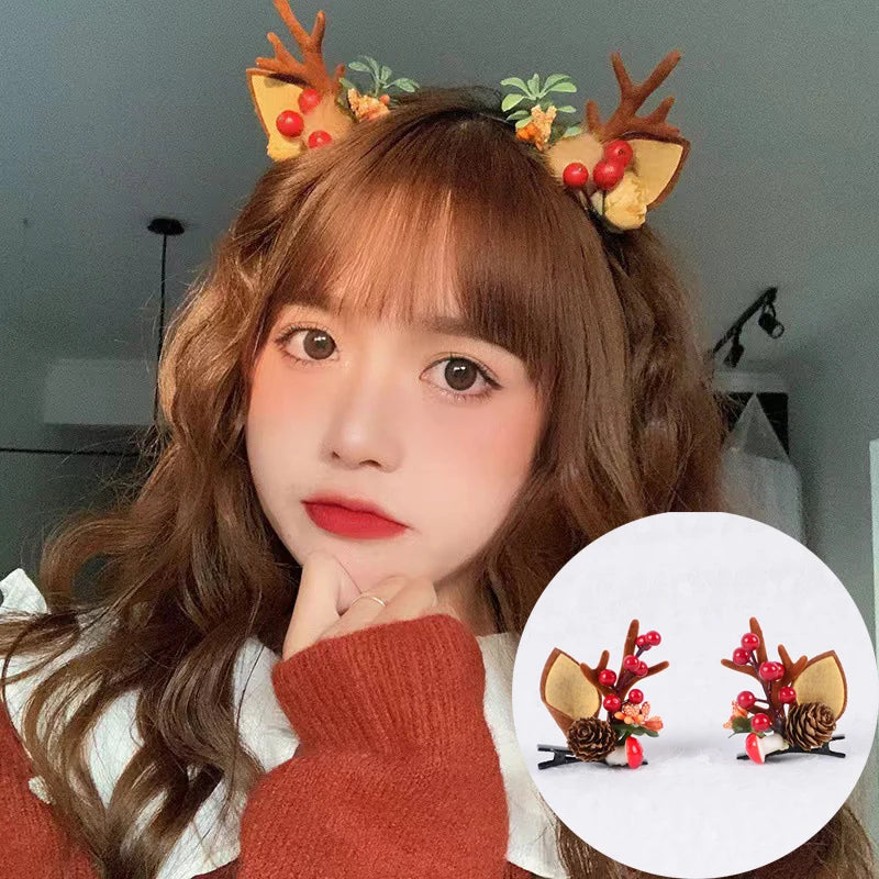 Xmas Antler Barrette Hairware New Year Girls Hairgrips Woman Party Ornament Accessories Christmas Hair Clips Deer Ear Hairpins