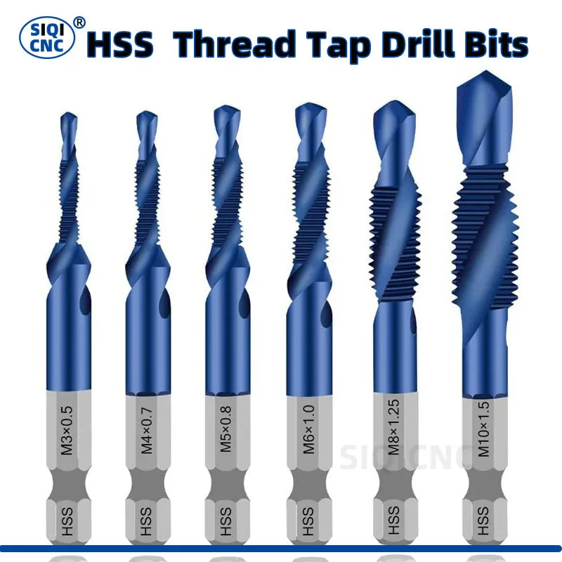 MMAlto HSS Titanium-Coated Metric Tap Set – M3 M4 M5 M6 M8 M10 | Screw Thread Machine Compound Tap | Individual & 6-Piece Sets