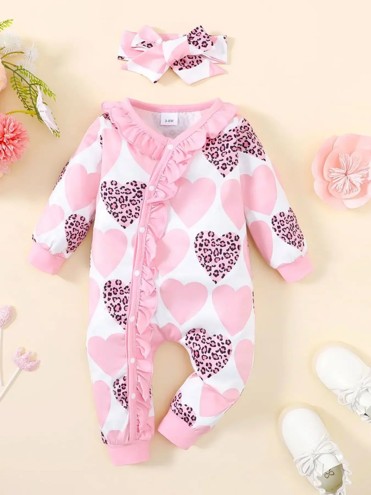 Baby Boy Bear Print Romper - Long Sleeve Button-Front Onesie - photo 13
