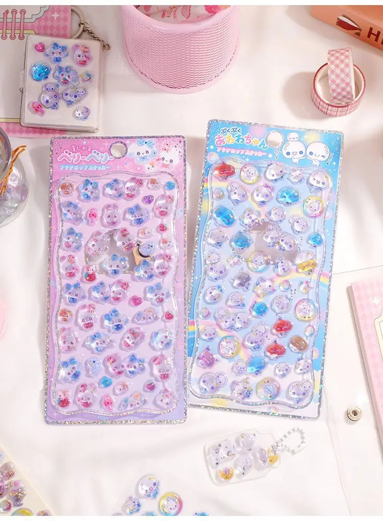 Original Cartoon Water Drop 3D Relief Stickers Cute Refrigerator Sticker Girl's Handbooks Decoration Creativity Reward Toy Gift