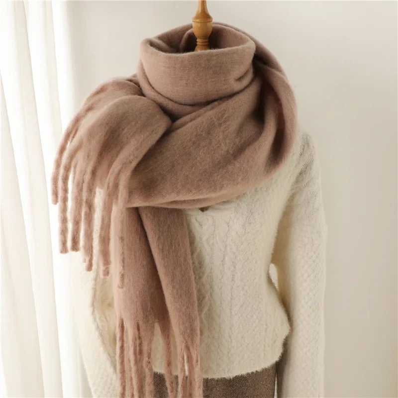 Women's Solid Tassel Blanket Shawl - Long Cashmere-Feel Poncho Wrap - photo 7