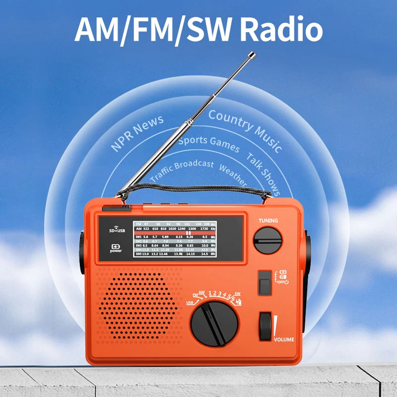Portable AM FM Radio with Best Reception AC & Battery Operated Big Speaker,Large Tuning Knob,Earphone