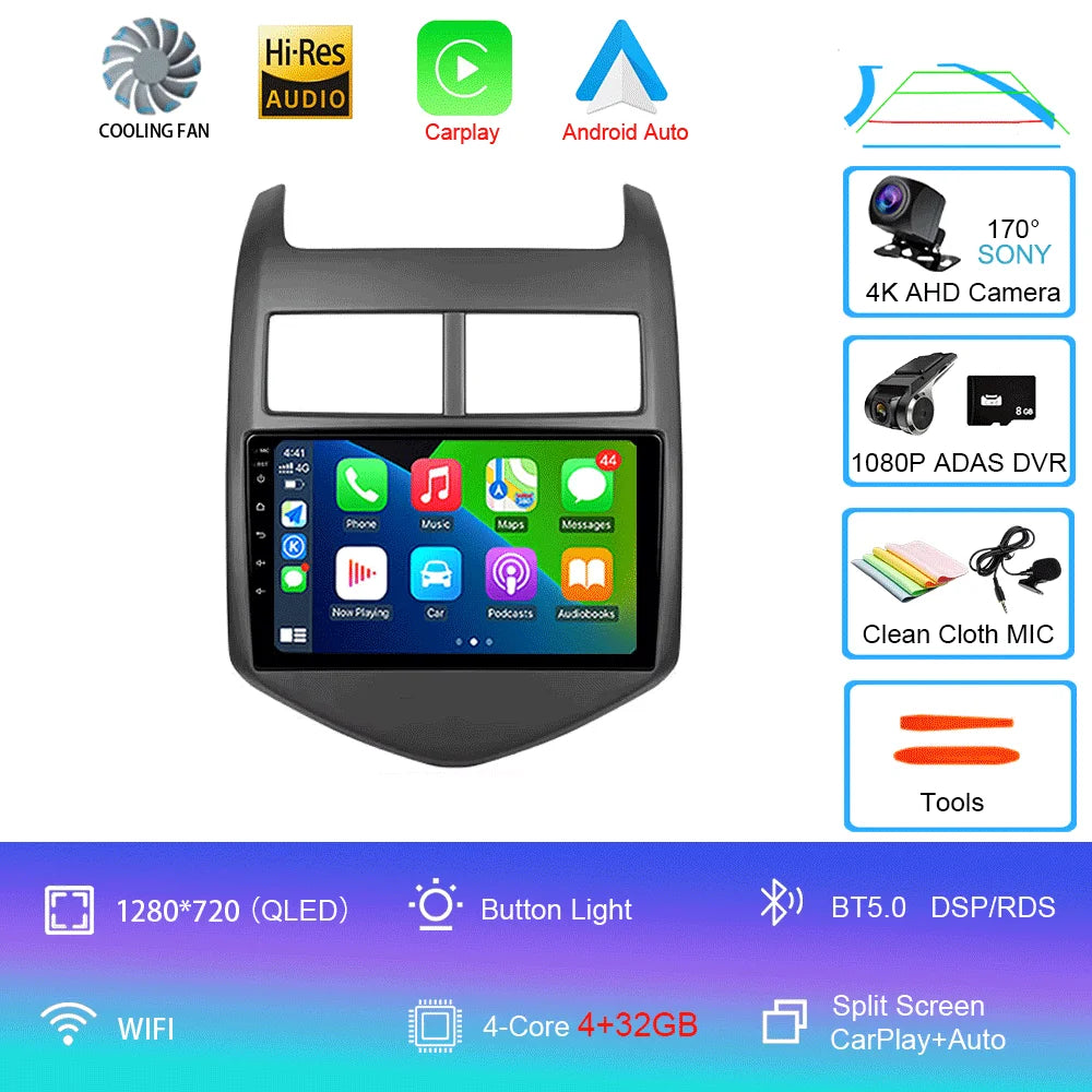 Android 16 Car Radio CarPlay Auto Multimedia Player For Chevrolet Aveo 2 Sonic T300 2011-2015 Navigation GPS 2din Stereo Audio