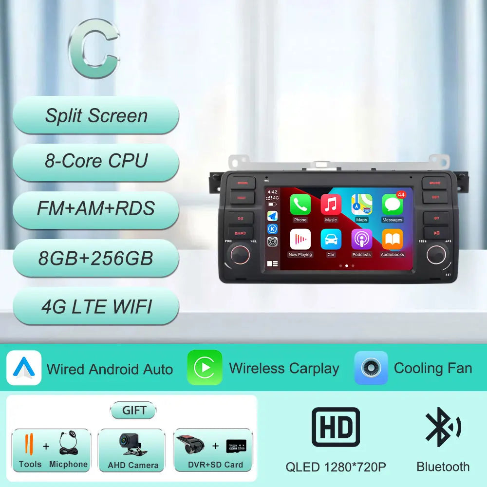 7"Android 16 Car Radio for BMW E46 3 Series 318 320 325 330 335 M3 1998-2005 GPS Navi WiFi Bluetooth FM Touch Screen Car Stereo
