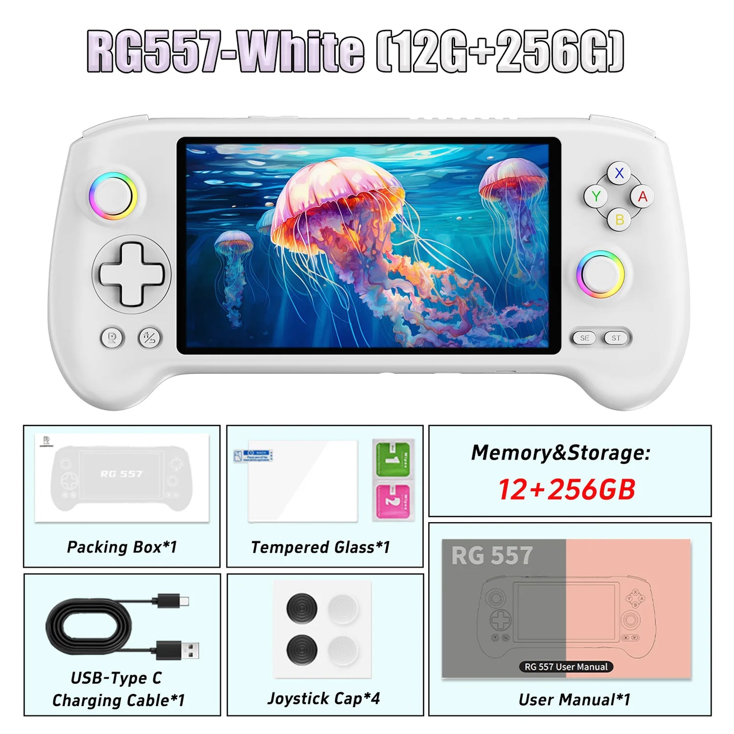 Anbernic RG557 Handheld Game Console 5.48'' AMOLED Android 14 5500mAH Bluetooth 5.3 Portable Video Game Player Dimensity 8300