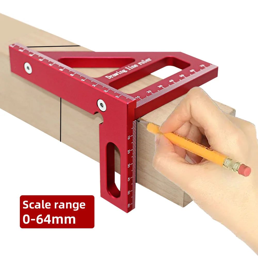Carpenter Square -Woodworking Square Protractor Aluminum/Plastic Ruler 3D Multi Angle 45/90 Degree Layout Measuring Ruler