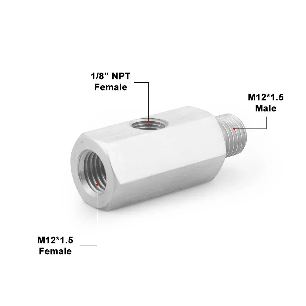 1pc Car Oil Pressure Sensor Steel Side Hole 1/8 "NNPT Internal Thread M12 M10 M14 1/8NPT 1/4NPT Pressure Gauge Interface Adapter