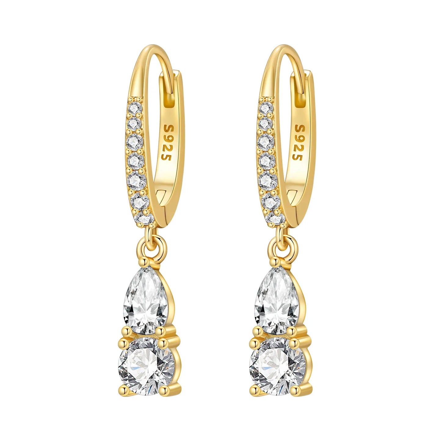 Original 2026 S925 Sterling Silver Zircon 18K Gold Lining Vintage Hoop Earrings for Women Birthday Party Wedding Gift Jewellery