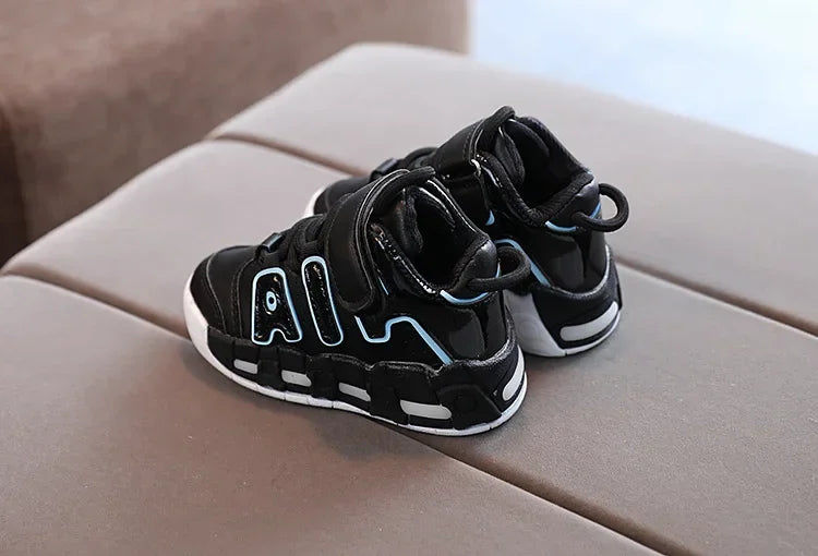 Colorful Letter Pattern Hook Loop Children Sports Shoes Breathable Comfortable Casual Sneakers Kids Outdoor Non Slip Fashion