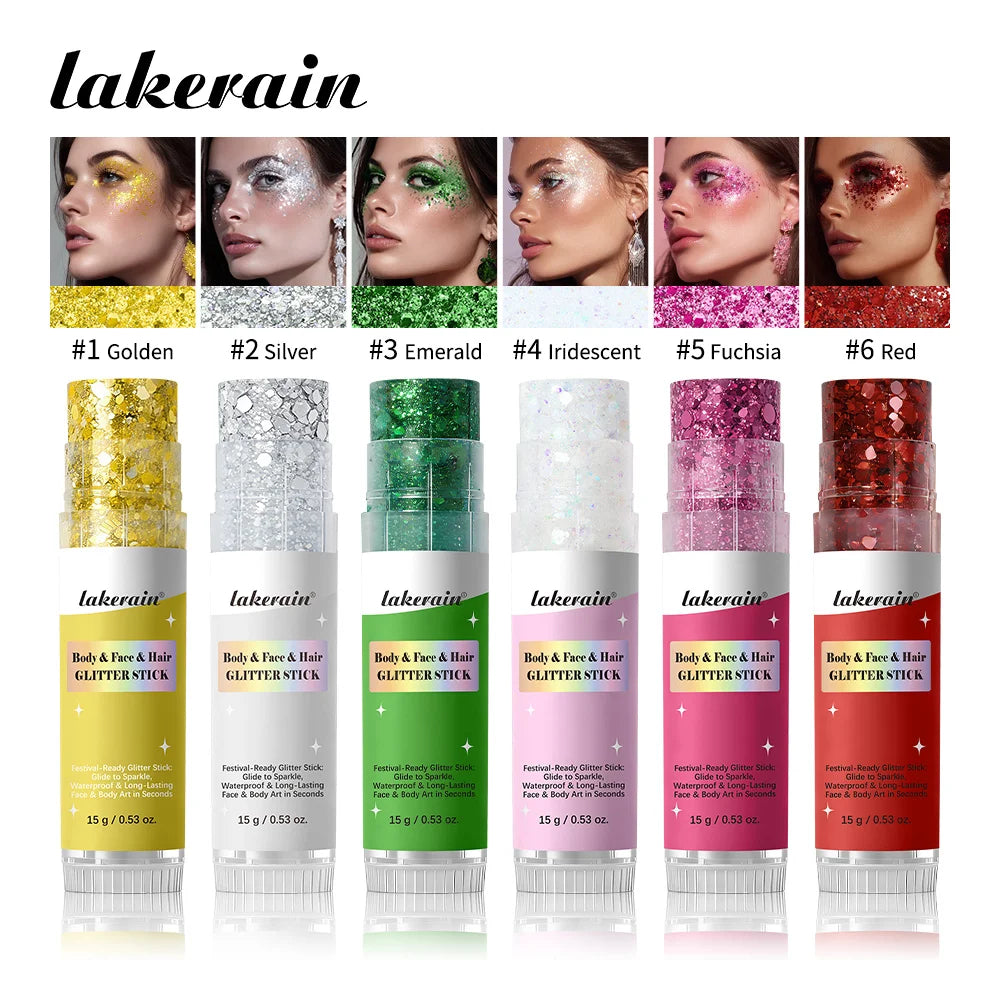 Body Glitter Sequin Stick Gel Texture Long-Lasting Dazzling Smudge-Proof Rich Sparkling Glitter Body Art for Party Stage Makeup