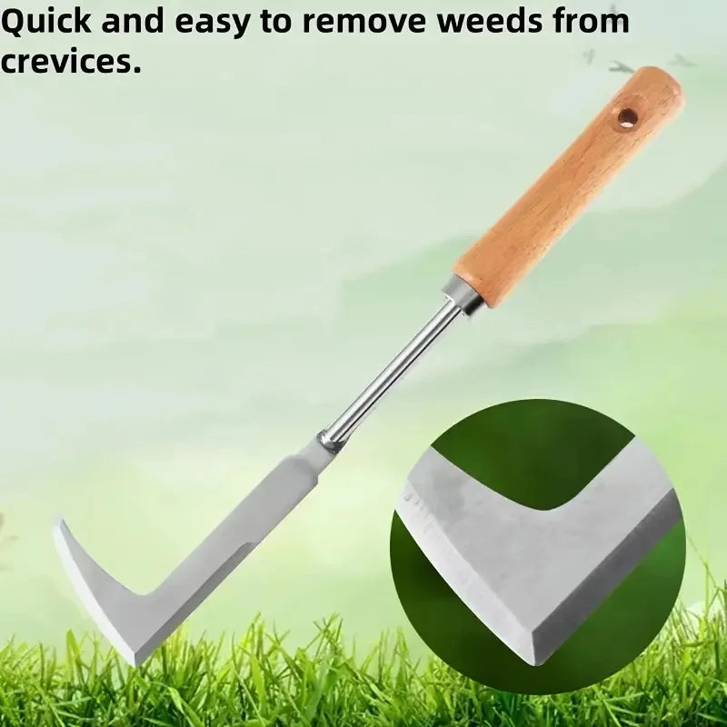 13.5" Stainless Steel Gap Weeding Tool — L-Shaped Hand Weeder