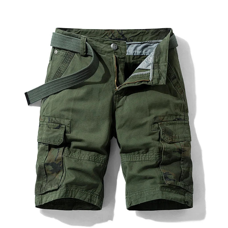 Men's Cargo Camouflage Shorts — Cotton Multi-Pocket Casual Beach Shorts