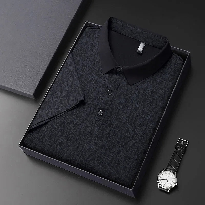 Men's Woven Textured Shirt - Wrinkle-Resistant, Full Button-Front