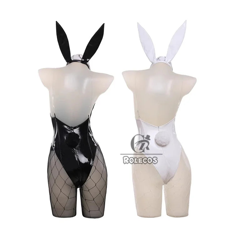 ROLECOS NIKKE Goddess of Victory Blanc Bunny Girl Costume Noir Bunny Suit Women Sexy Cosplay Suit White and Black Jumpsuits