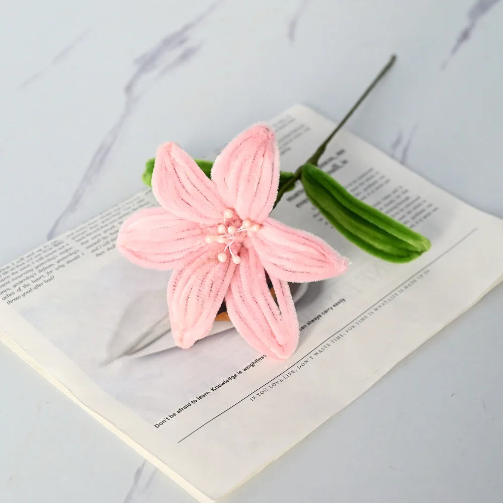 5Pcs Lily DIY Flower Calla Chenille Stems Fluffy Wire Pipe Cleaners Twist Stick Children Educational Toys Creative Handcraft